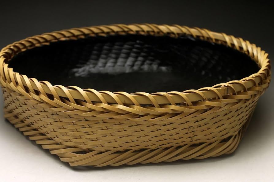 籠師 水谷六々斎 造 利休炭斗 炭取 共箱 茶道具 炭道具 炭籠 竹工芸 真作 籠師 水谷六々斎 造 利休炭斗 炭取 共箱 茶道具 炭道具 炭籠 竹