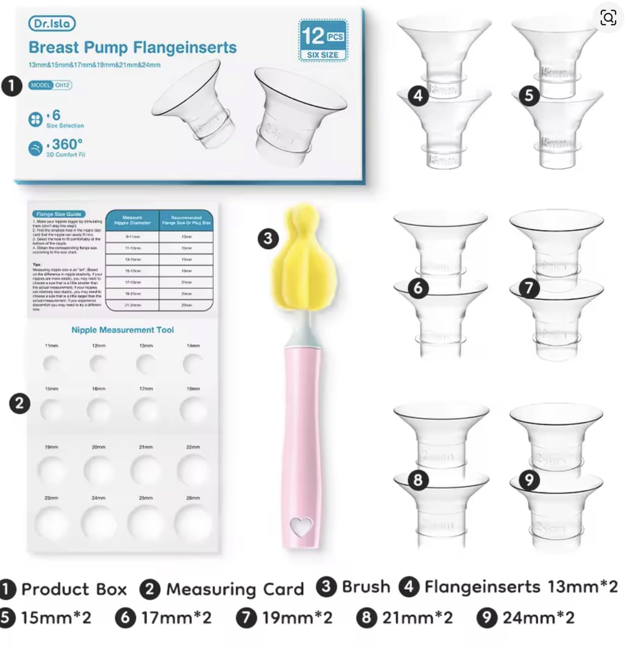 Breast Pump Flange Inserts for Small Nipples, Clear, Standard - Image 2