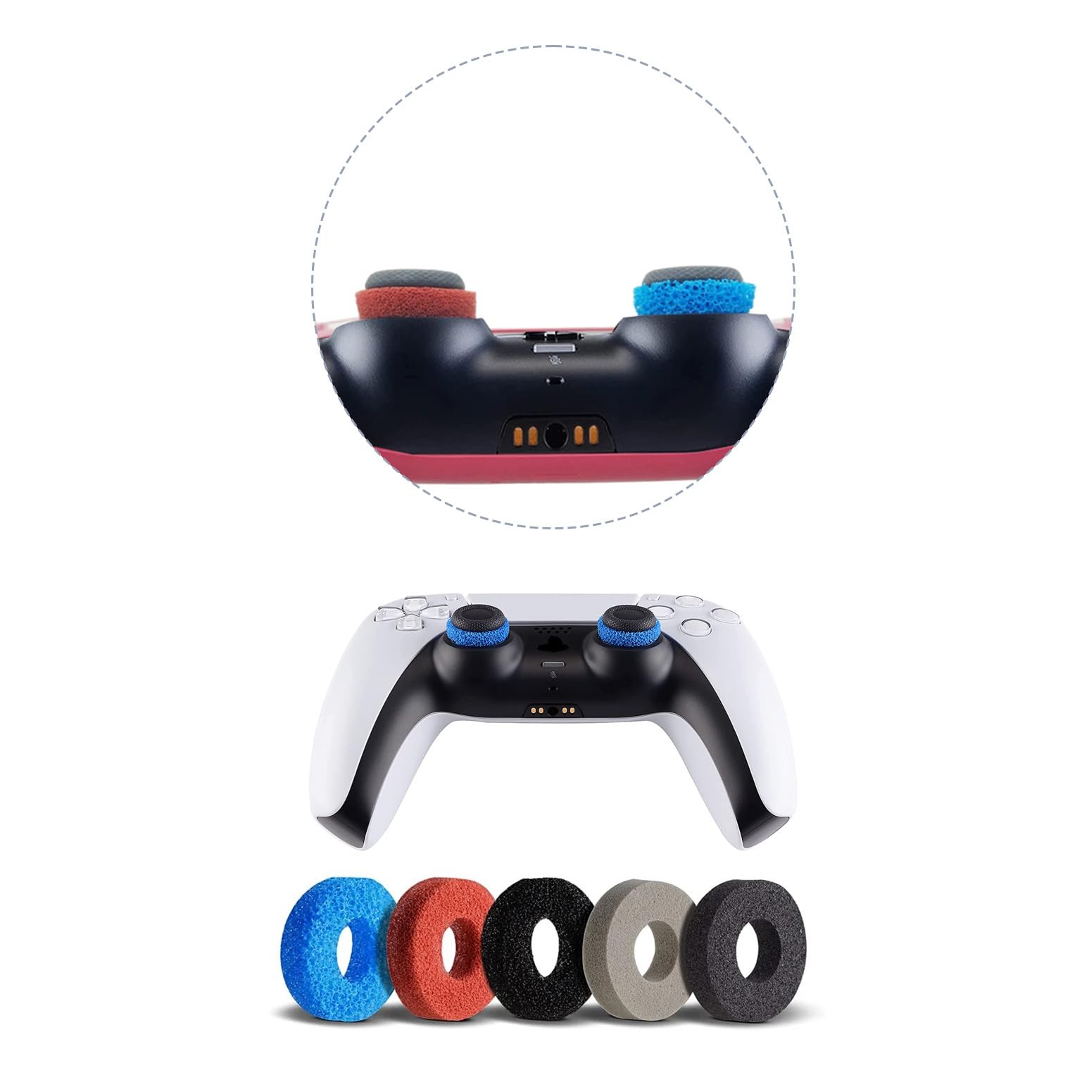 MaD Vision® Extra-Durable Skin Set per PS5 Disc Slim + 5 Paia di Aiming Rings | Pellicola Adesiva in Vinile Opaco per PlayStation 5 + 2 Controllers - per Inter Design