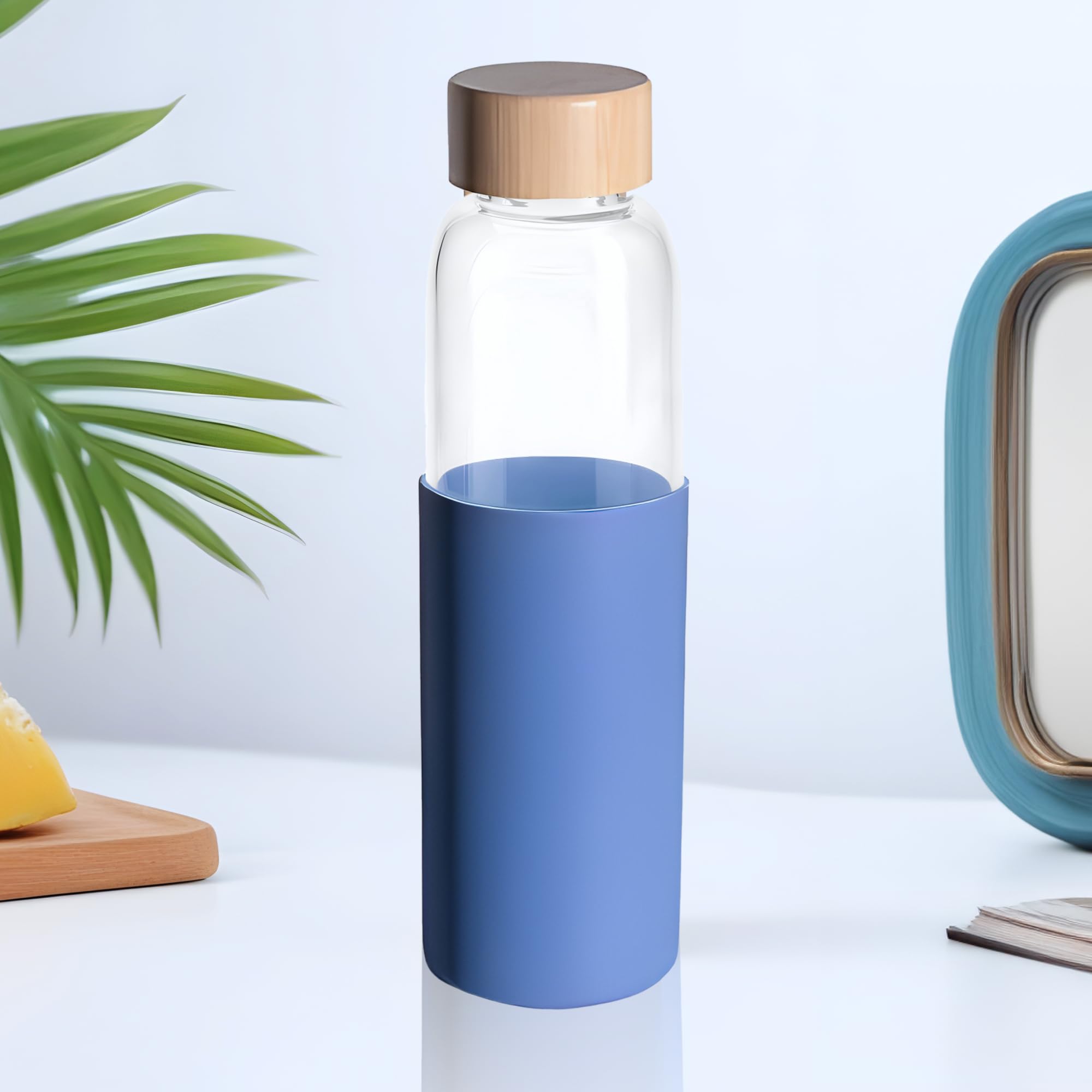 The Better Home Borosilicate Glass Water Bottle with Sleeve (500ml) | Non Slip Silicon Sleeve & Bamboo Lid | Fridge Water Bottles for Men, Women & Kids | Water Bottles for Fridge | Aqua (Pack of 1) (B0BSTV4MK9) Amazon Price History, Amazon Price Tracker