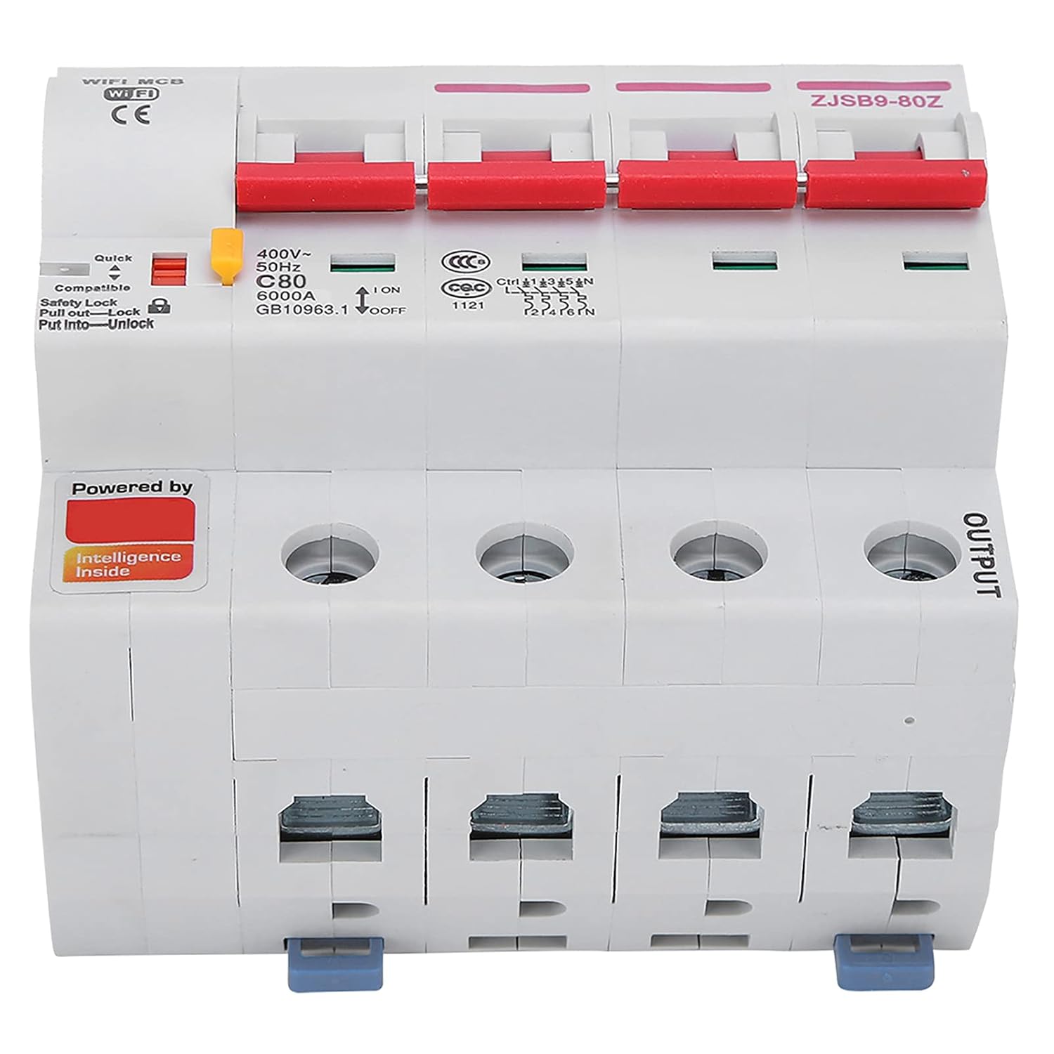 Smart Circuit Breaker 80A 4P AC220V Miniature Circuit Breaker Mobile Phone APP Remote Control PA66-DSM Flame Retardant Shell