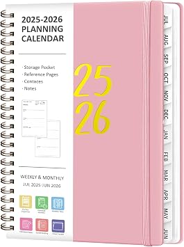 Planner 2025-2026, Monthly and Weekly Calendar Academic Planner July 2025 - June 2026, Hardcover Planning Agenda Book for Office School Supplies, A5 6.3" x 8.5"