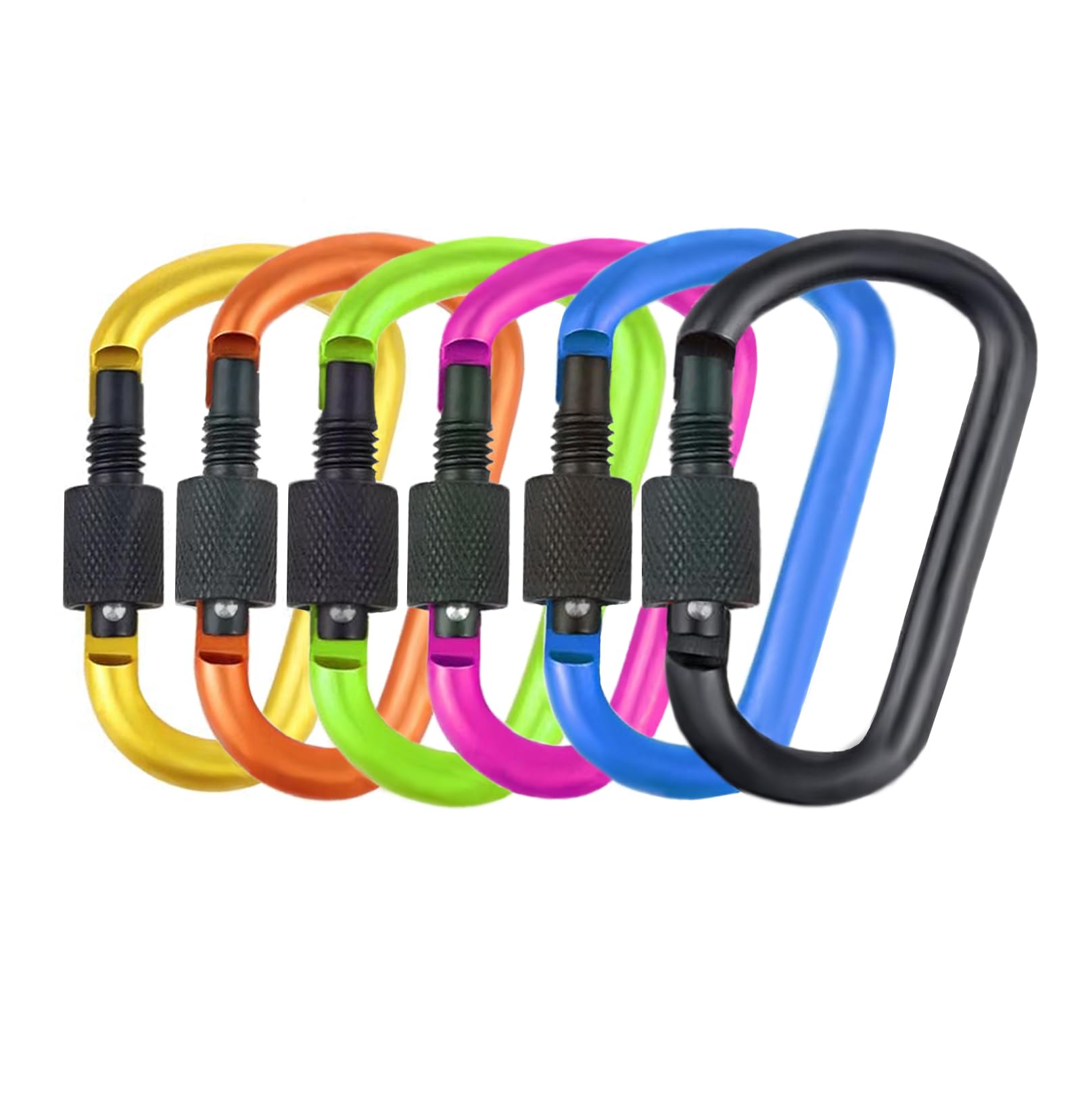 6Pcs Carabiner Clip, Aluminum Alloy D Ring Locking Carabiner Key Chain Clip Hook for Outdoor Camping Hiking, Traveling
