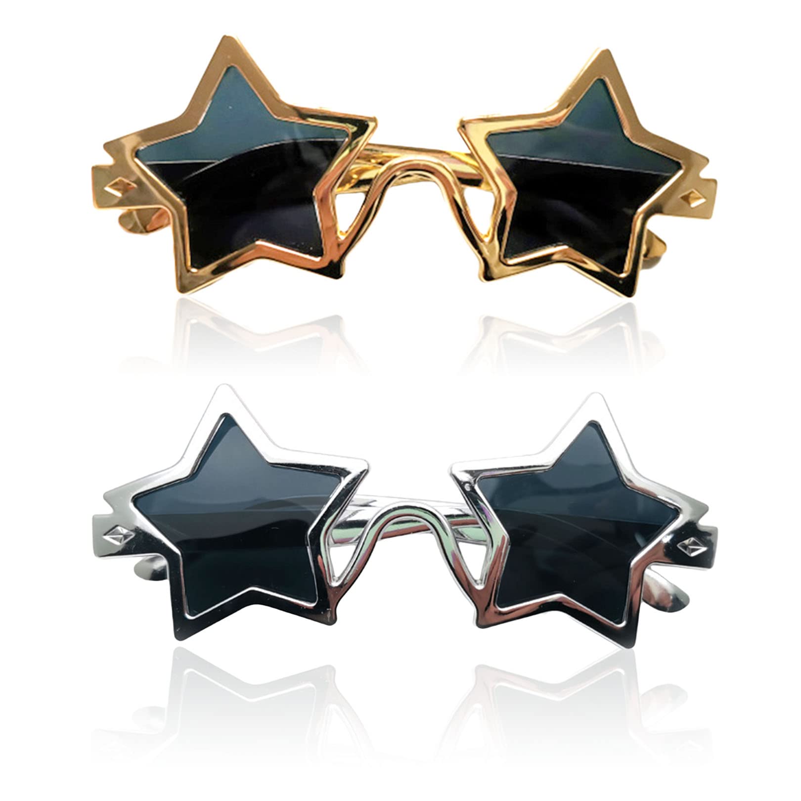 Star Glasses,Gold and Silver Star Sunglasses,Interesting Elton John Glasses,Surprisingly Funky Glasses are Suitable for Halloween, Theme Parties, Shooting Activities and Other Occasions