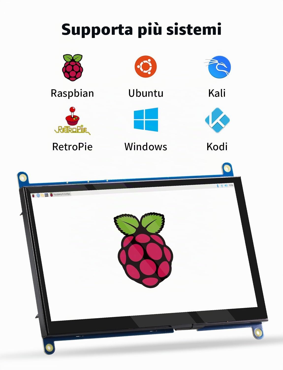 CUQI 7 Pollici Raspberry Pi Touchscreen, Mini Monitor HD IPS 1024x600 per Raspberry Pi 3/4/5, PC, Windows, Fotocamera