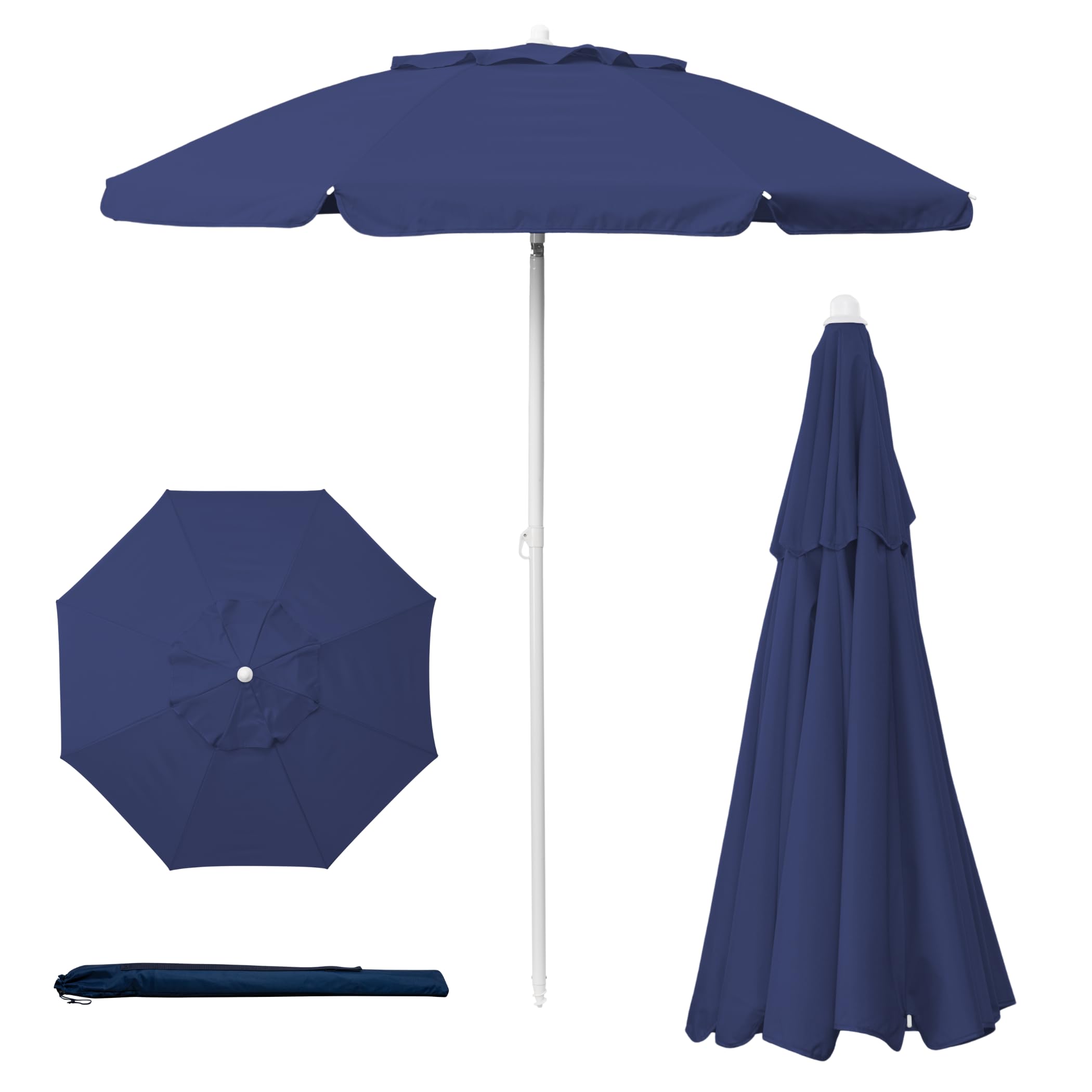 PICNIC TIME 5.5 Ft Portable Beach Umbrella, Lightweight UV Protection Sunshade with Tilt Pole & Carry Bag, Outdoor Canopy Umbrella for Beach, Sand, Pool, Patio, Camping, Travel, or Backyard Shade, (Navy Blue)