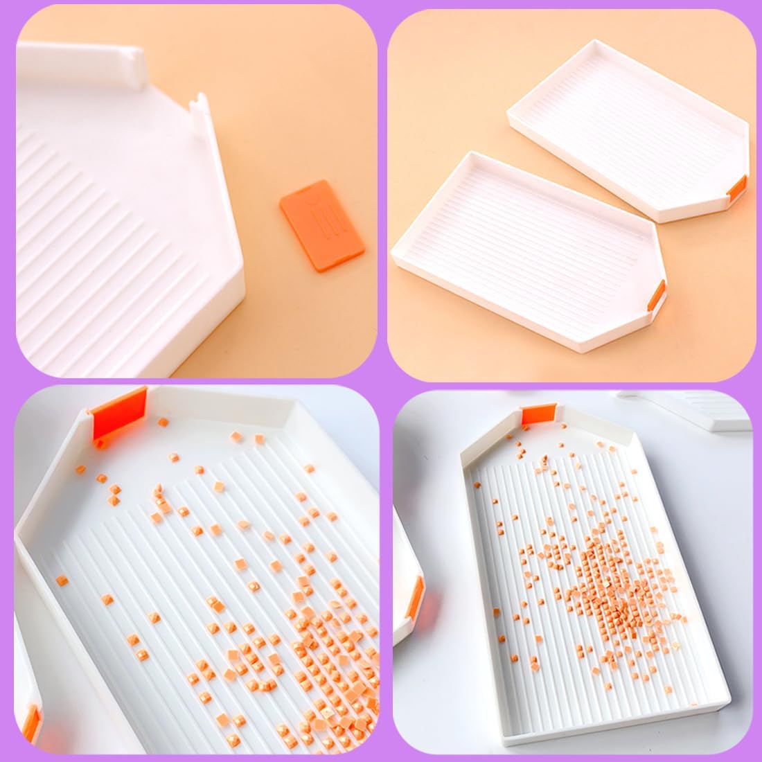 6 Pcs Large Diamond Painting Tool Plastic Bead Sorting Tray, Big Size Diamond Rhinestone Plate Trays, Diamond Art Kit Tools, Storage Containers Tray for Rhinestone and Accessories