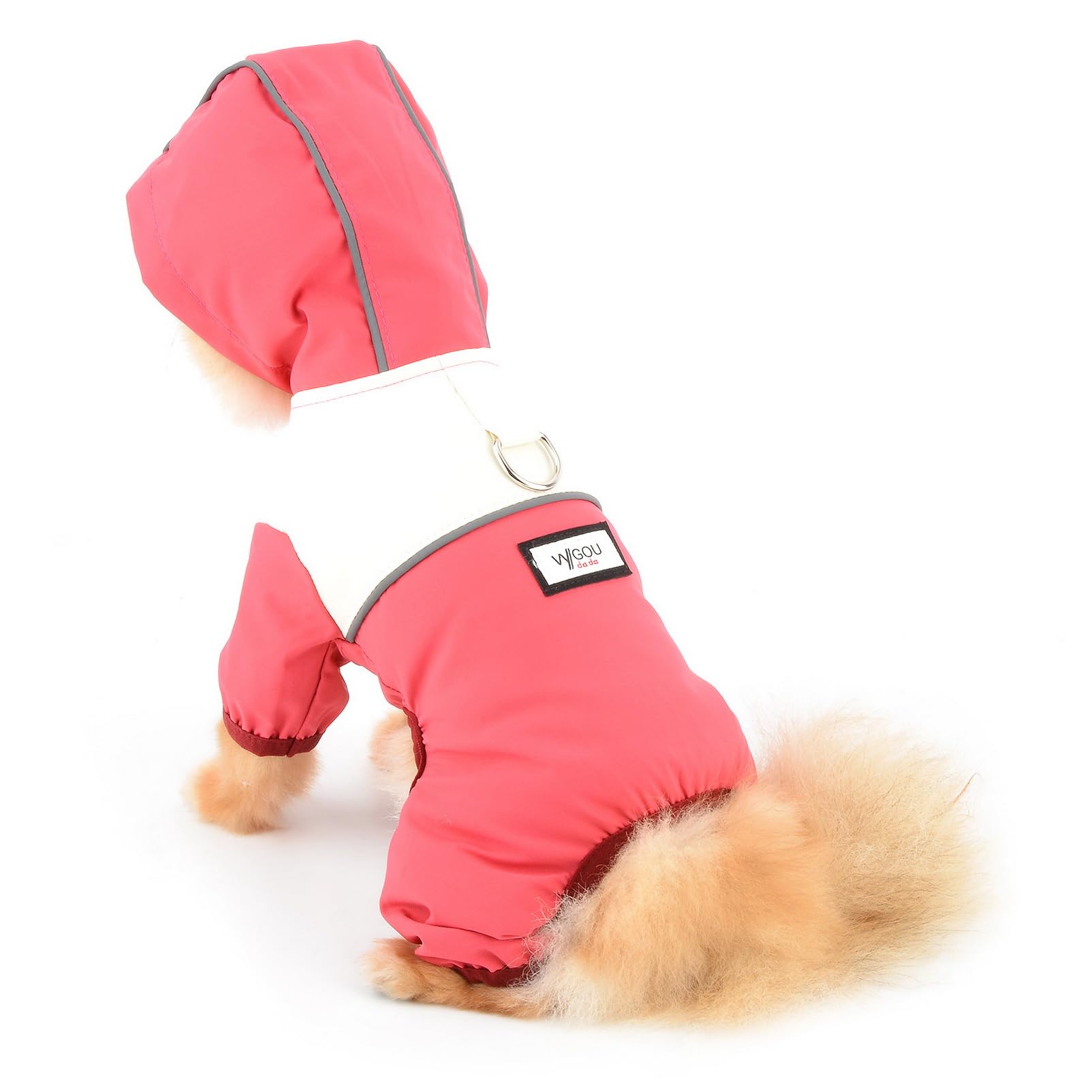 Ranphy Leuke puppy hond regenjas vierbenig waterdicht all-inclusive met hoed regenjas kleine honden solide huisdier poncho kleding, zwart, S