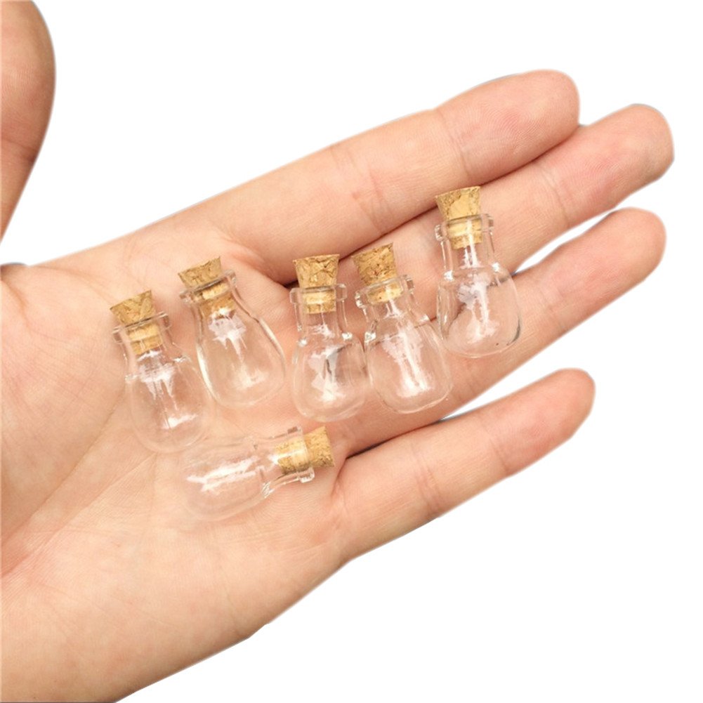 Water Drop Mini Cute Bottles Pendants Small Glass Bottles With Cork Transparent Clear Jars Gifts Vial 10pcs(10, Water drop)