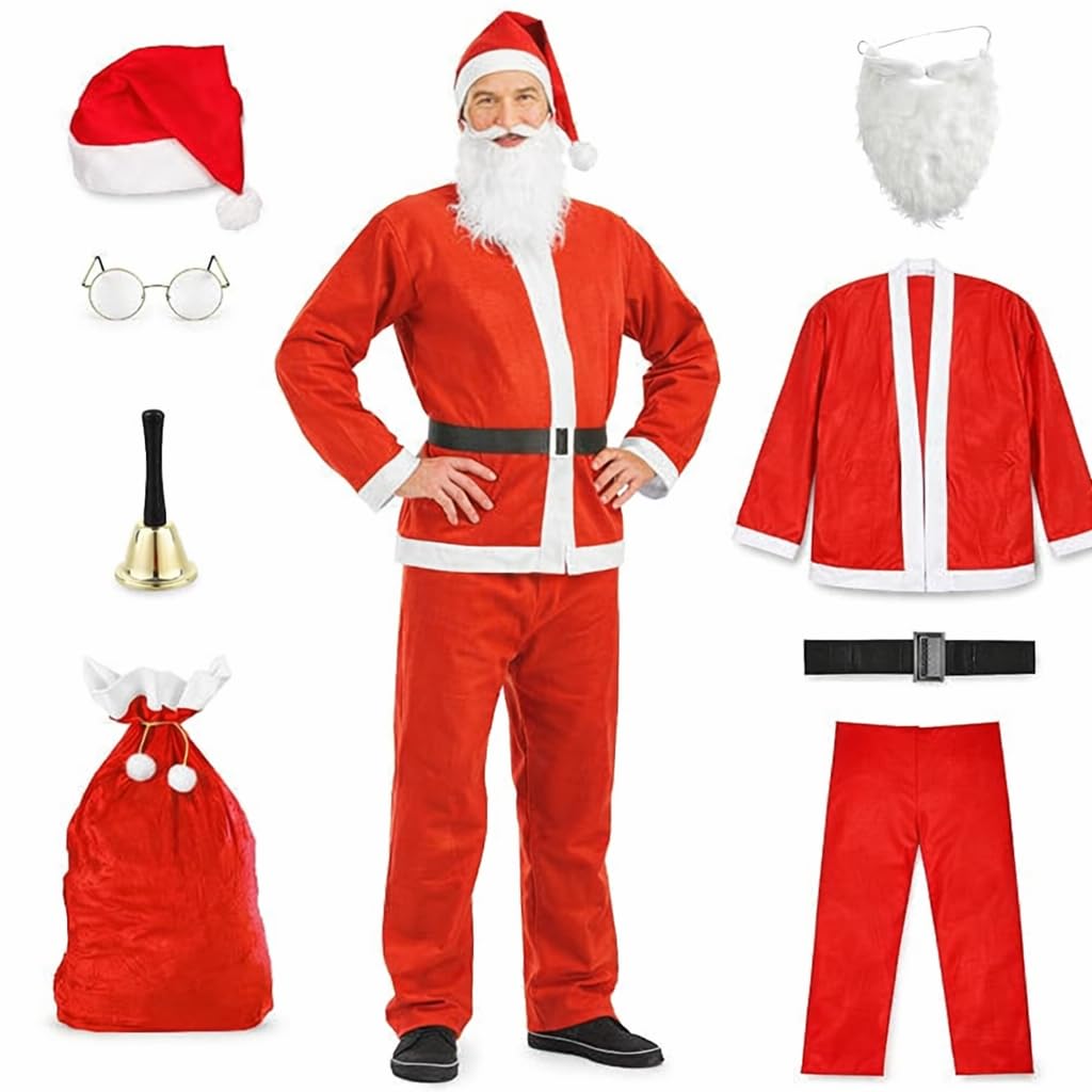 Disfraz de Papá Noel todo en uno, para hombre y adulto, perfecto para Navidad y Papá Noel