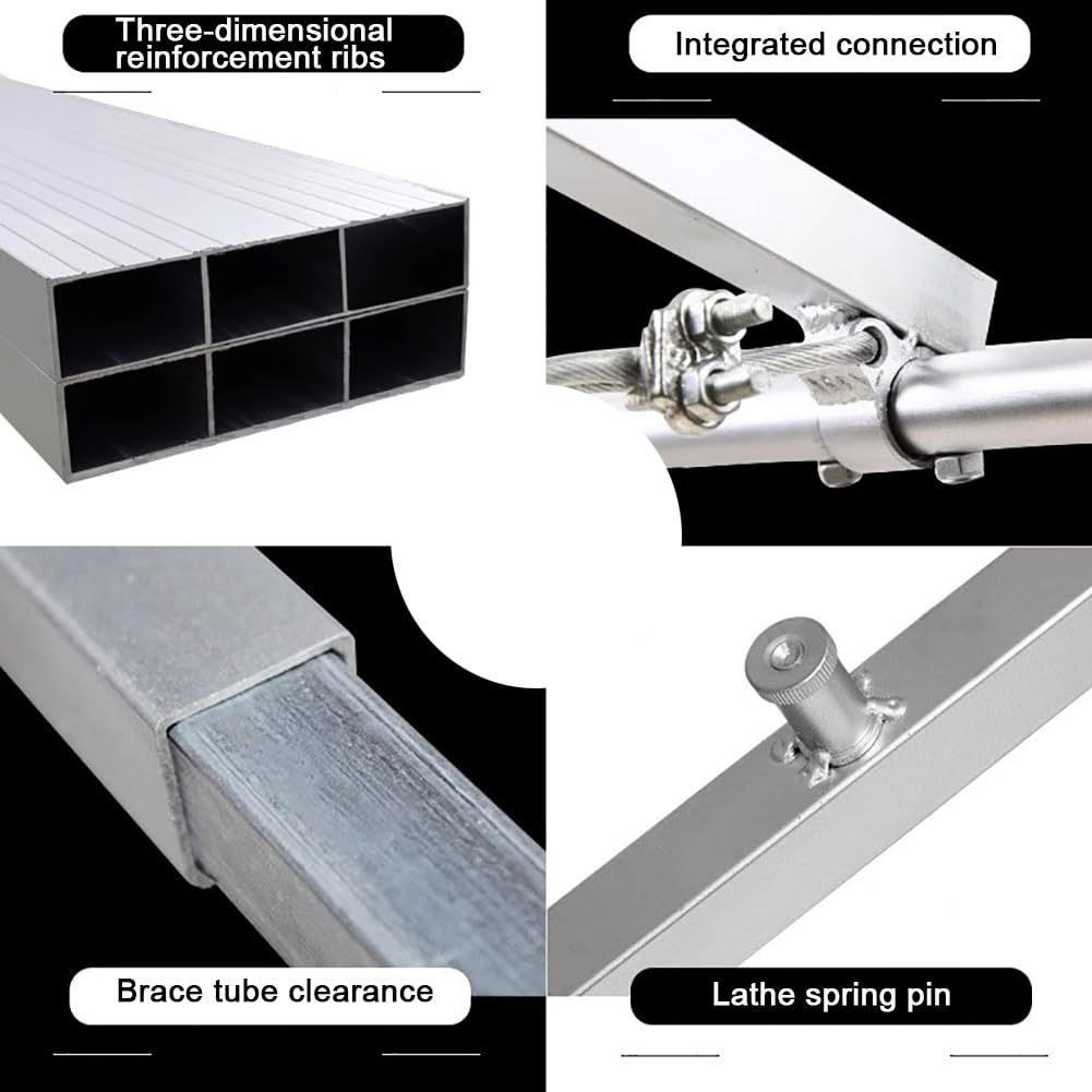 Andamio profesional de aleación de aluminio, altura ajustable, antideslizante, 120 cm de largo, diseño plegable de acero galvanizado para una plataforma de trabajo segura