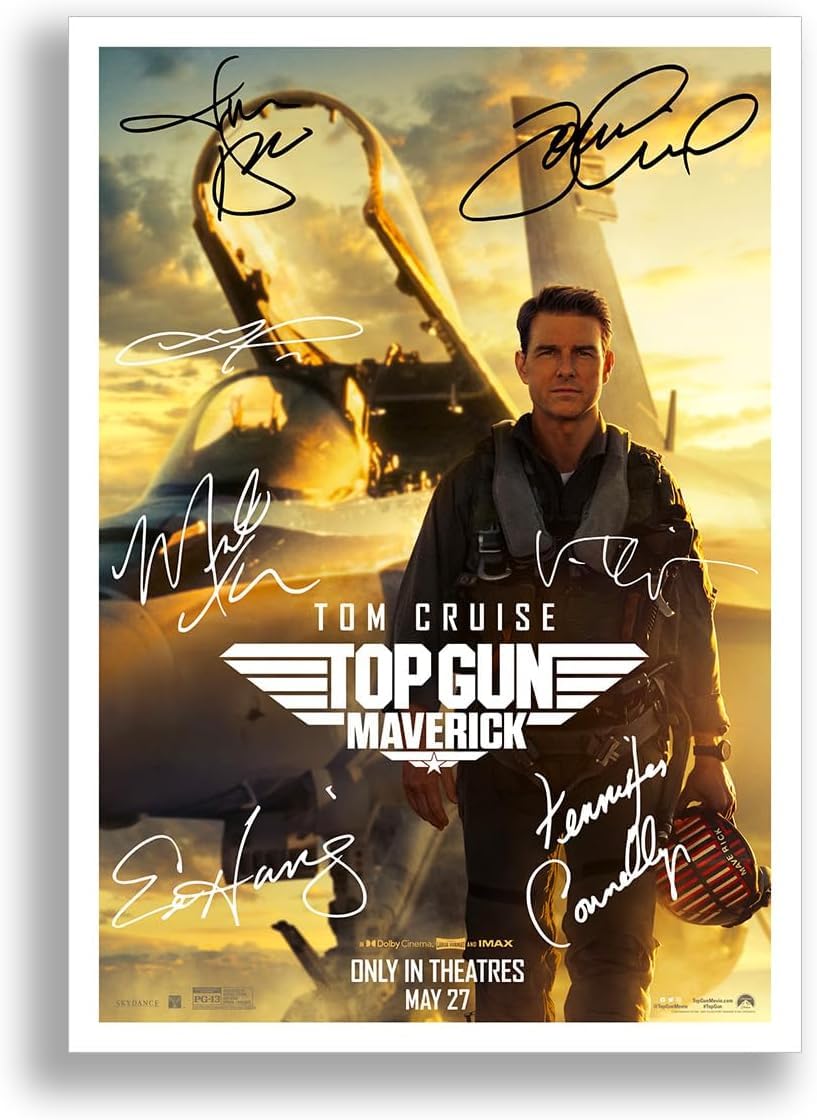 Top Gun Maverick Cast Signed Movie Poster Autograph A4 Photo Print Framed Memorabilia Gift 2022 Film Tom Cruise (A3 Print (Unframed))