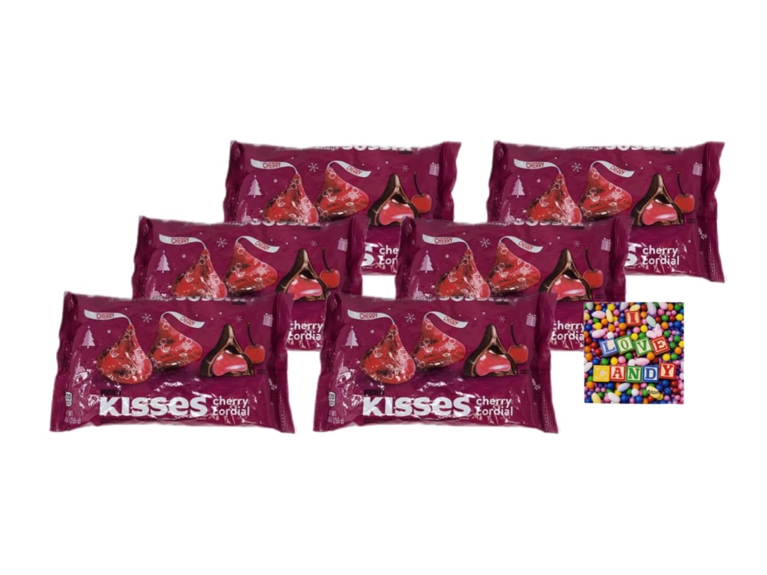 Hershey's Cherry Cordial Kisses Christmas Candy Bundle