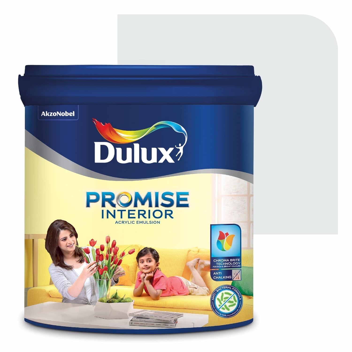 Dulux Promise Interior Emulsion Paint (20L, Nova White) | Wall paint with Chroma Brite Technology for brighter longer-lasting colors | Rich finish | Anti-chalk | Water-based | 3-year warranty