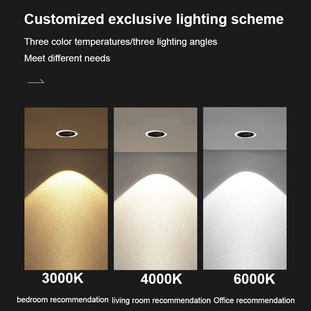 Osadzone światło dolne LED, 3,4 cala LED wpuszczana lampa sufitowa, 7 W Led Downlight, 4 ct kolor do wyboru 3000 K | 3500 K | 4000 K | 6000 K, kąt wiązki 60 kierunkowy podtynkowy