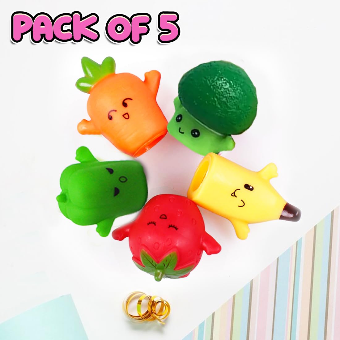 Wembley 5Pc Finger Puppets for Kids| Soft Squishy Toy Set| Easy to Slide Hand Puppets| Set Interactive Storytelling Role Play Fun for Boys, Girls and Toddlers (Fruits & Veggies)