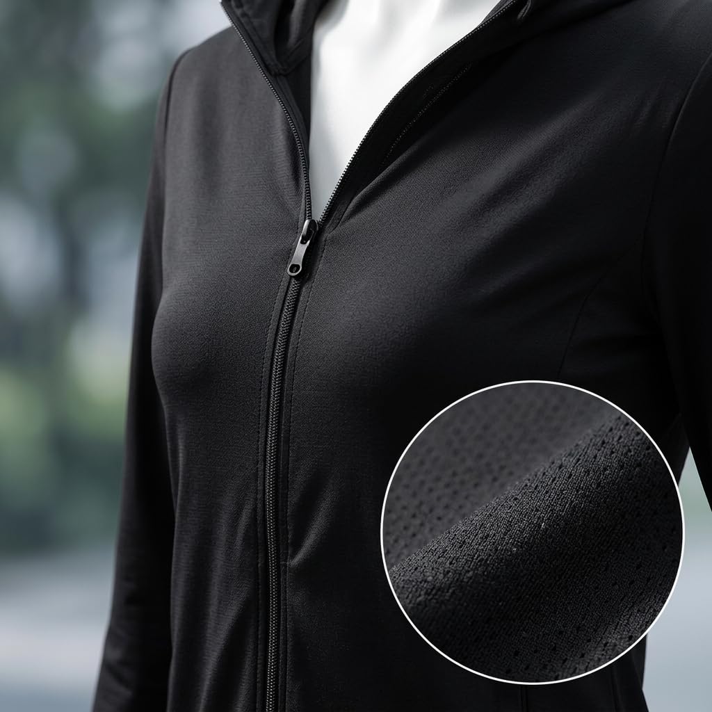 Jacke Damen – Leichte Sportjacke Damen mit Kapuze, schnelltrocknende Laufjacke & Trainingsjacke für Outdoor & Sommer