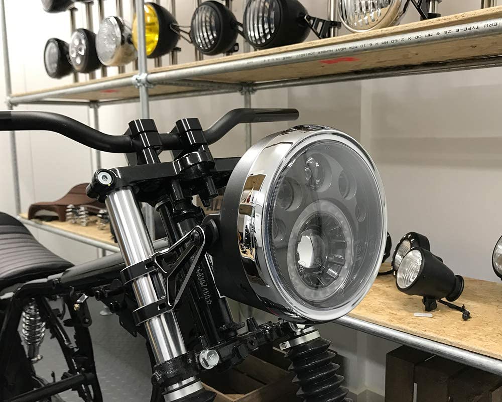 Motorrad LED Scheinwerfer 7 Zoll Schwarz Harley LED Produktbild-Vorschau 4