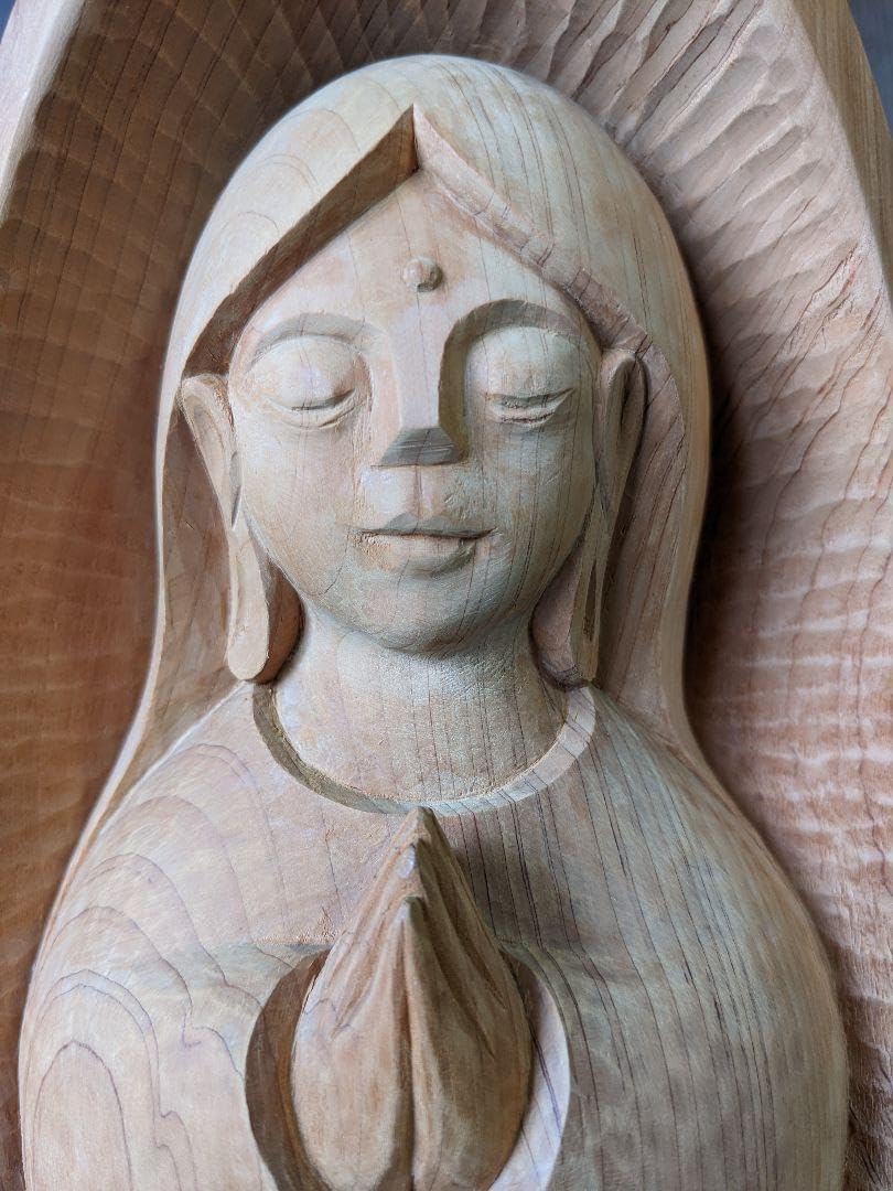 完全手彫り平和観音さま作品番号 F−7彫刻家岩村一博