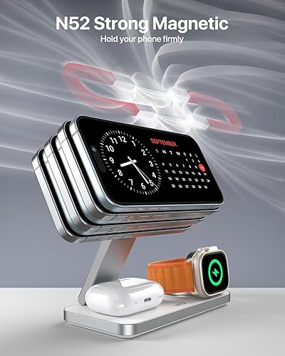 Miniatura 4 de Estación de carga inalámbrica plegable 3 en 1 para Apple compatible con soporte de cargador Magsafe, estación de carga inalámbrica magnética para