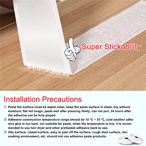 Holotap Sticky Back Hook and Loop Tape 2 in×16 ft, Self Adhesive Fastener Interlocking Tape (White, 2 Inch)