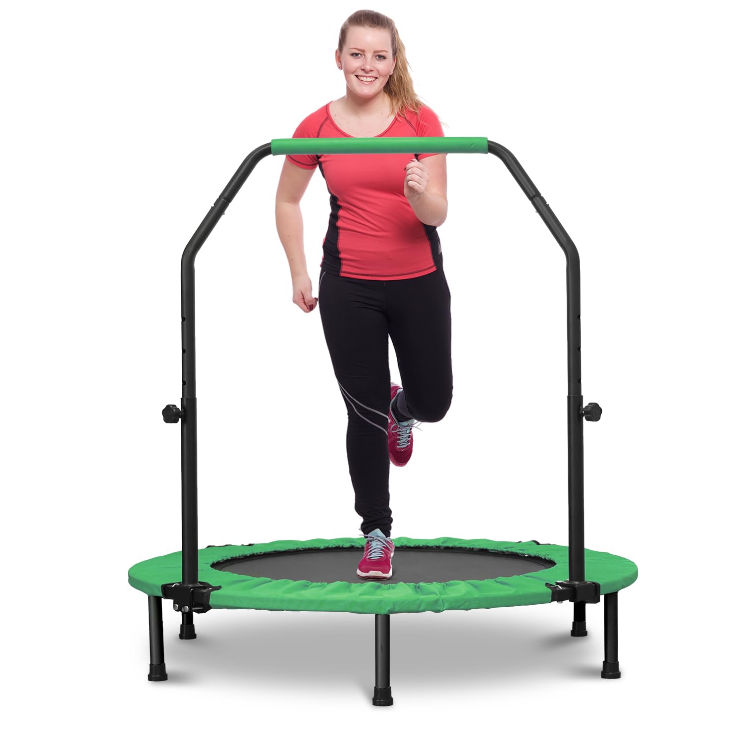 HYD-Parts 40" 48" Mini Trampoline for Adults and Kids Exercise Rebounder with Adjustable Bar Fitness Trampoline Indoor Max Load 330 440lbs