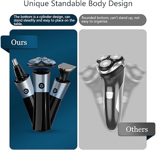 Miniatura 7 de Maquinilla de afeitar eléctrica para hombres, afeitadoras eléctricas 4 en 1 IPX7 para hombre en seco y húmedo 3D rotativas para afeitar, recortadora