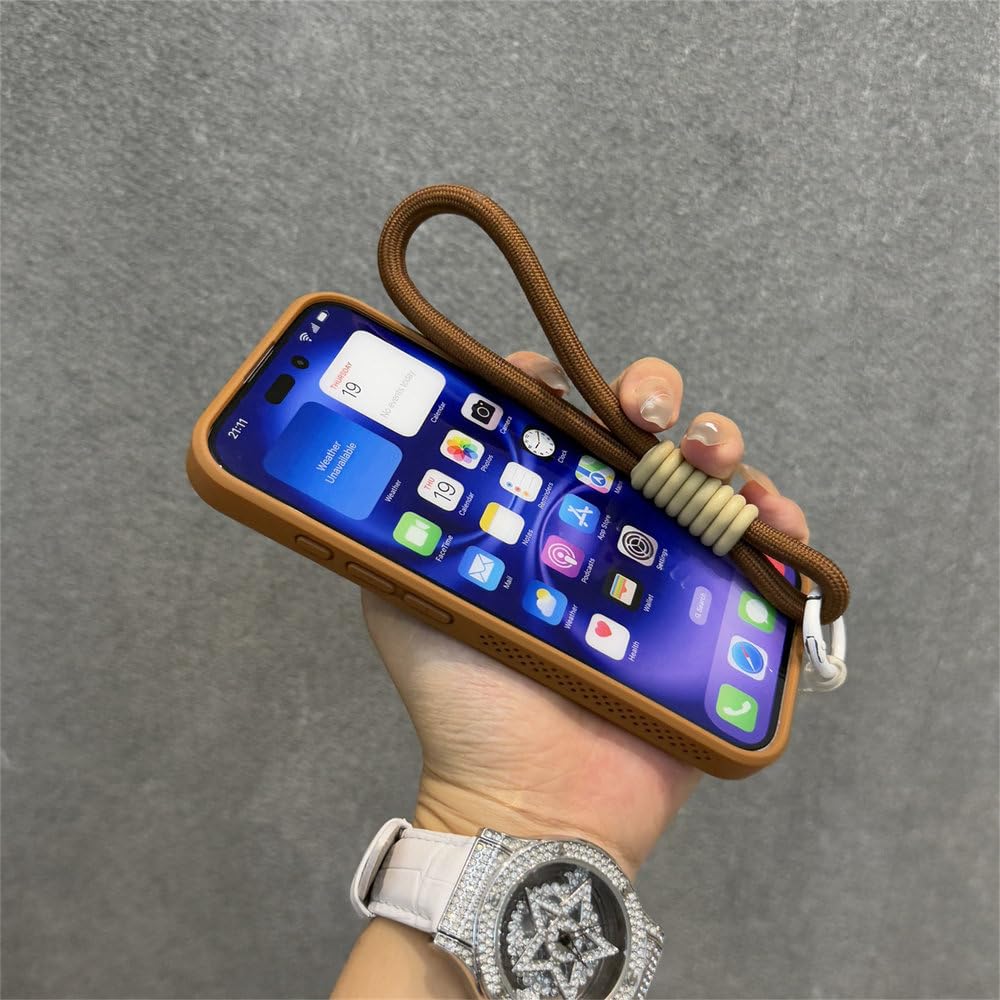 Magnetyczne etui z silikonu o strukturze plastra miodu, odporne na upadki, do iPhone'a 13 14 15 16 17 Pro Max, z ładowaniem bezprzewodowym i wstrząsoodporne, ciemnofioletowe, ze smyczką, do iPhone