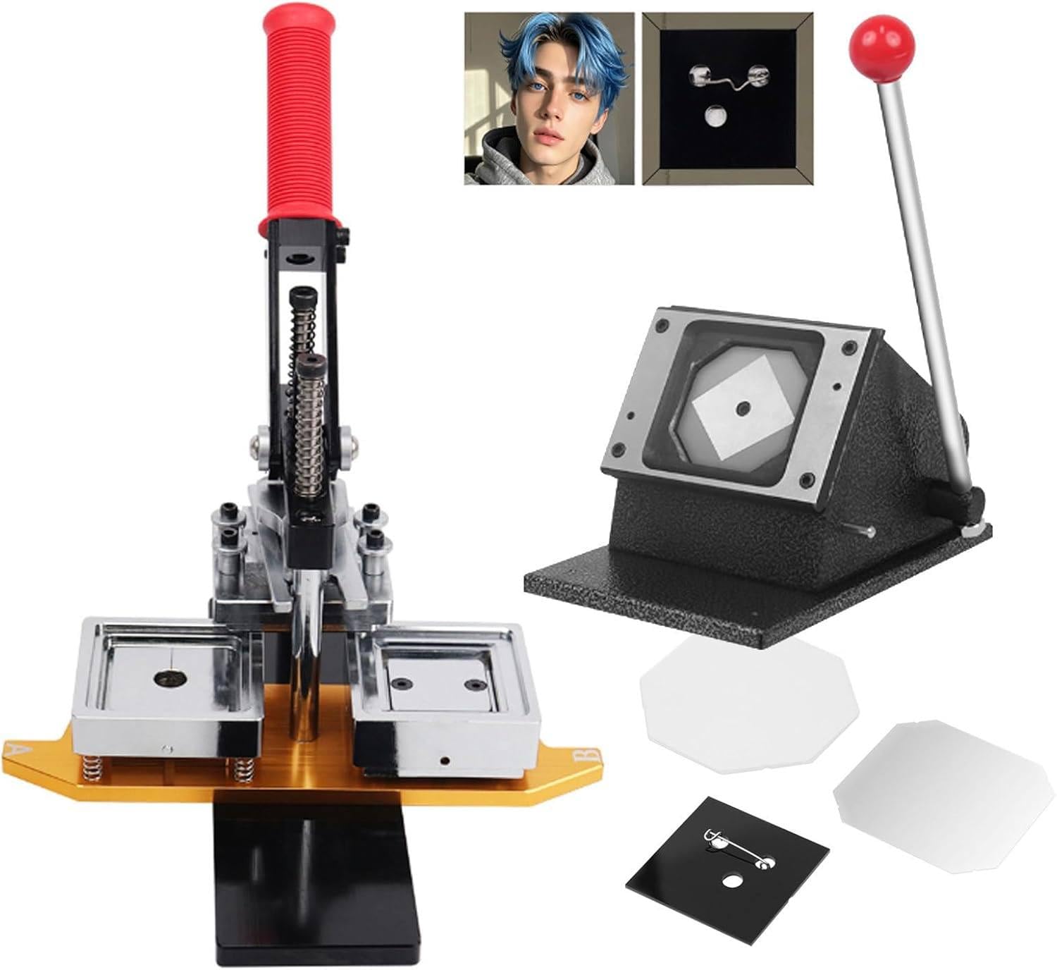 GTHTUHFD Fridge Magnet Machine Badge Maker Machine 120 Pieces Of Materials + Paper Cutter + Fridge Magnet Making Machine, Fridge Magnet Badge Making Machine For Decorating Fr,6.35 * 6.35cm2.5 * 2.5in