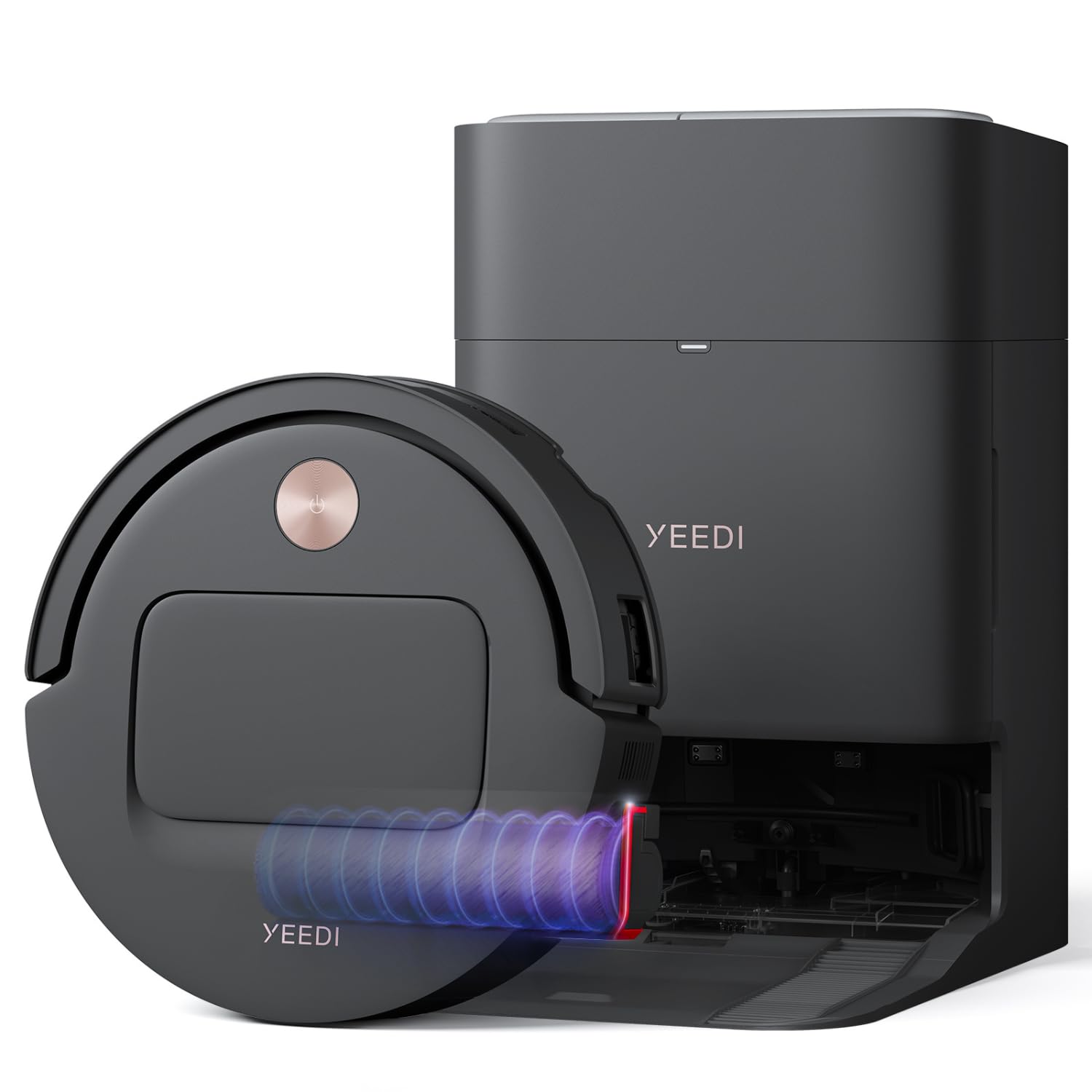 Yeedi M14 Plus Robot Vacuum and Mop, 18,000Pa Suction, OZMO Roller Instant Self-Washing Mopping, 167℉ Smart Dynamic Hot Wash & Auto-Dry, ZeroTangle 3.0 Anti-Hair Brush, All-in-One Omni Station, Black