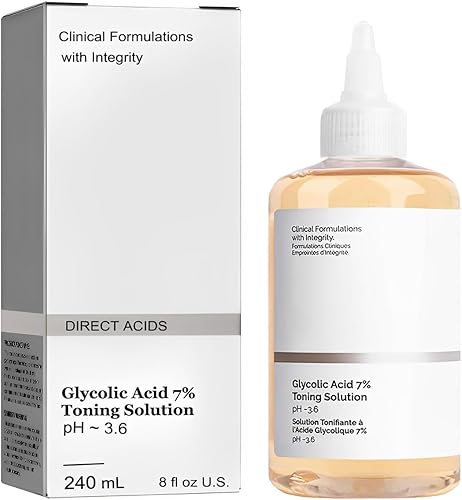 El tónico de ácido glicólico ordinario, solución de rejuvenecimiento tonificante de ácido glicólico al 7% (8 onzas líquidas)