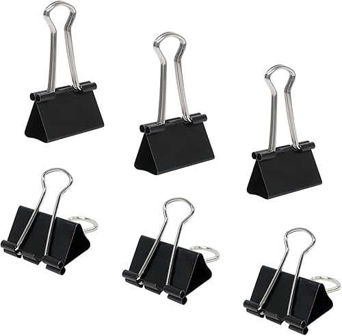 Coideal Clips de papel para carpeta medianas, color negro, 24 por tina, 1 14 pulgadas, clip de metal plegable para oficina, hogar, cocina (1.260in)