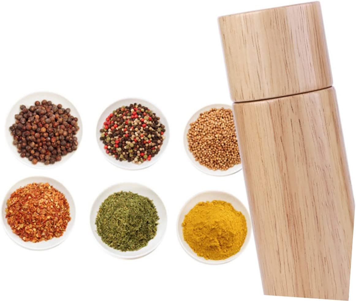 Manual Pepper Grinder Bottle Wooden Rubber Material for Seasoning Easy to Use Clean