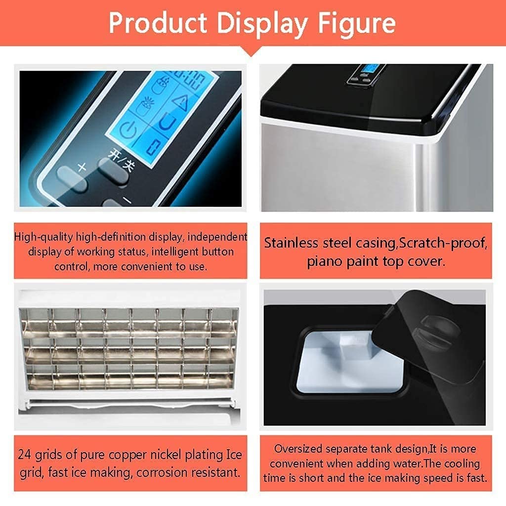 Ice Cube Maker Countertop Machine Up to 25 KG/Day with LCD Display, Compact Electric Portable Ice Machine for Parties, RV, Camping Vacations