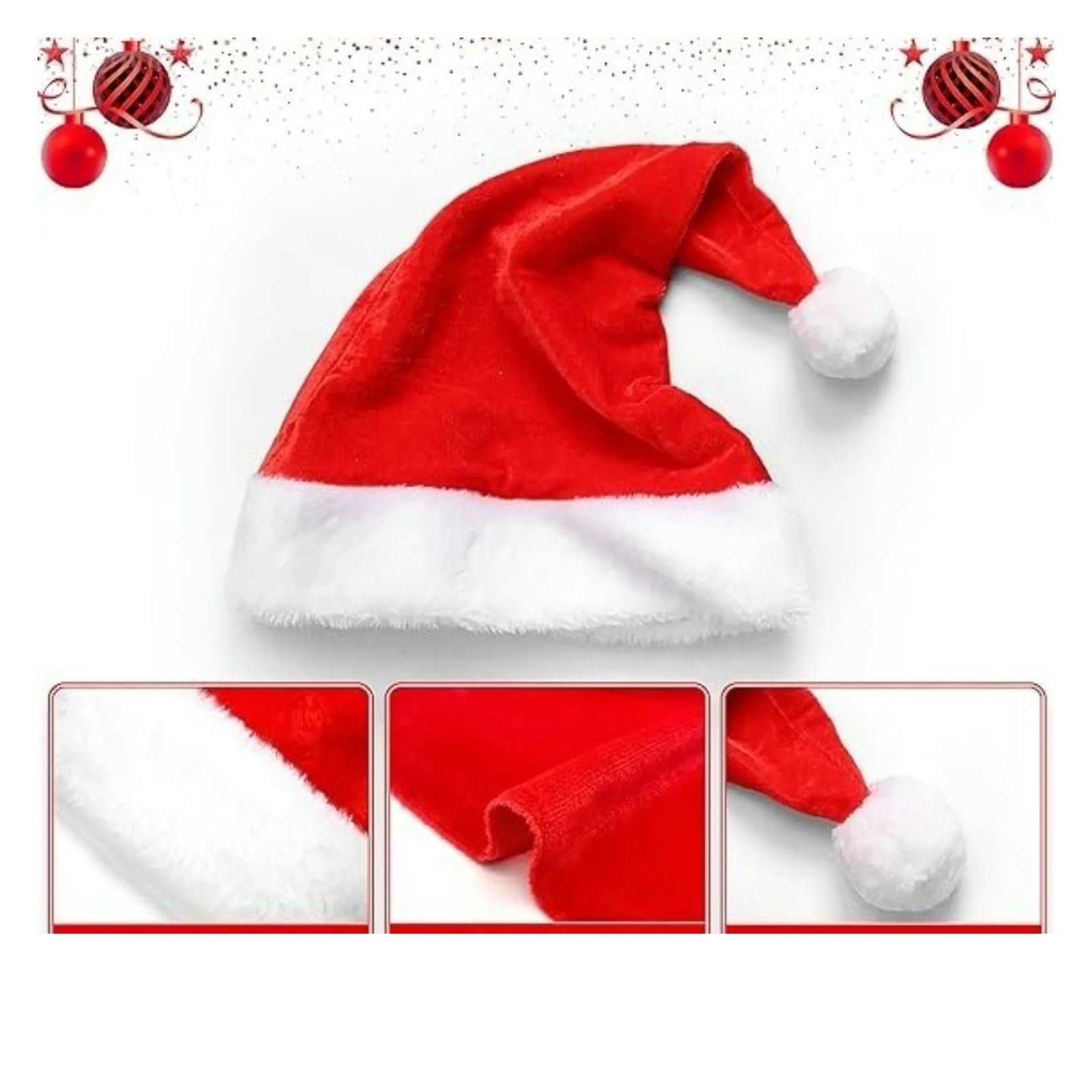 Generico Cappello di Babbo Natale in Peluche Cappello di Natale Rosso for Adulti e Bambini