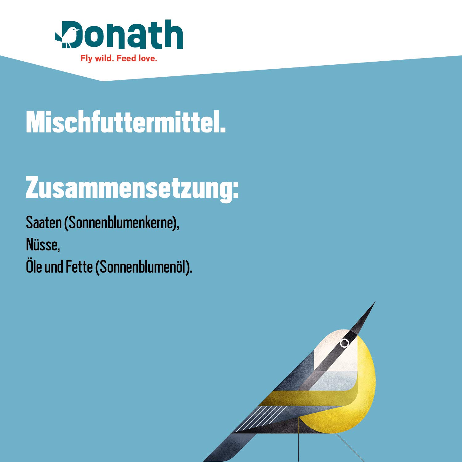 Donath Basis Mix - die vitaminreiche und körnige Mischung - für alle körnerfressenden Feinschmecker - wertvolles Ganzjahres Wildvogelfutter - aus unserer Manufaktur in Süddeutschland - 20 Kg
