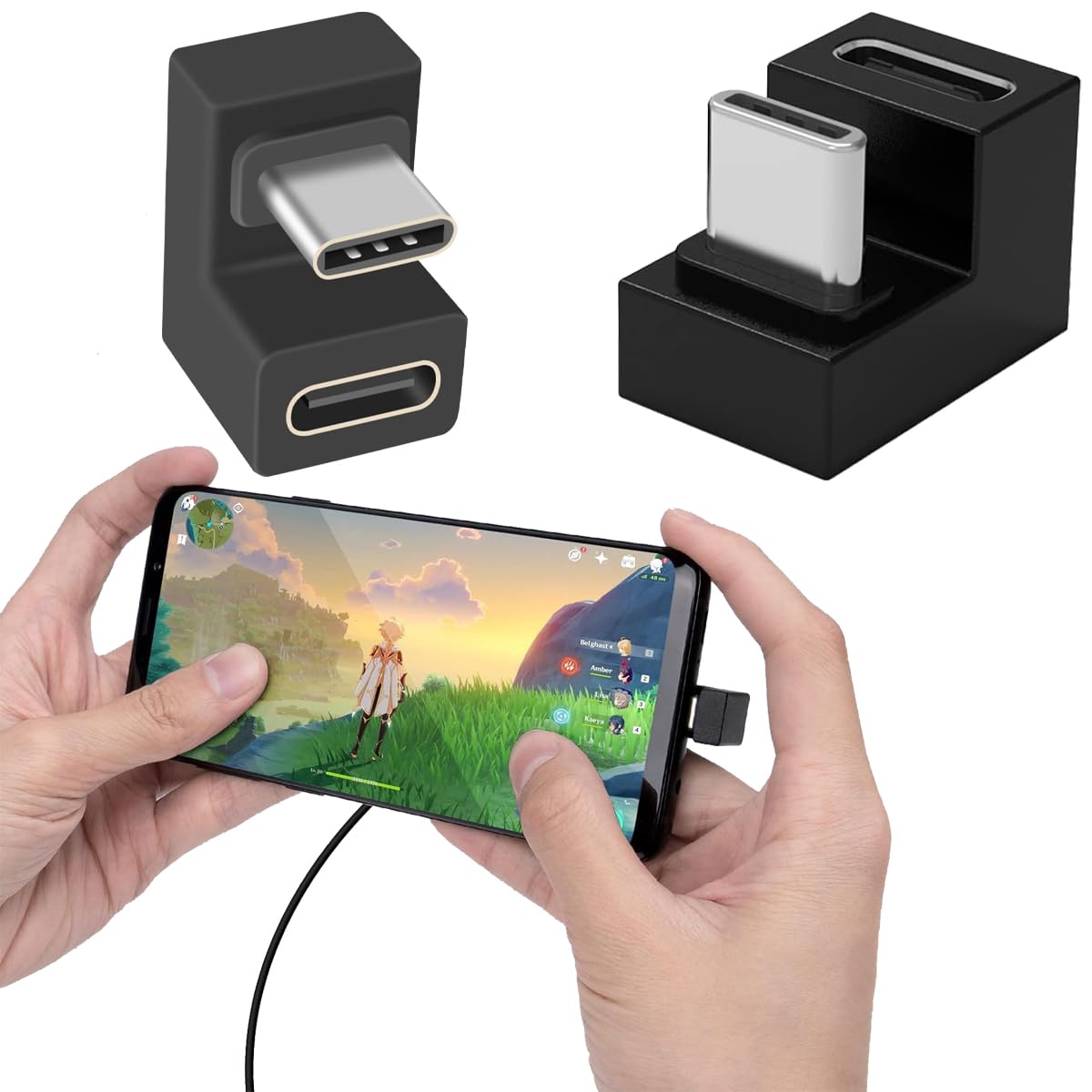 SELLERFLOR U-Shape USB C to USB C Female to Male Extender Adapter Converter Support 4K Video & Audio, 10Gbps Data Transfer & PD Fast Charging for All USB Type-C Phone Laptop Tablet(Black)-image-11