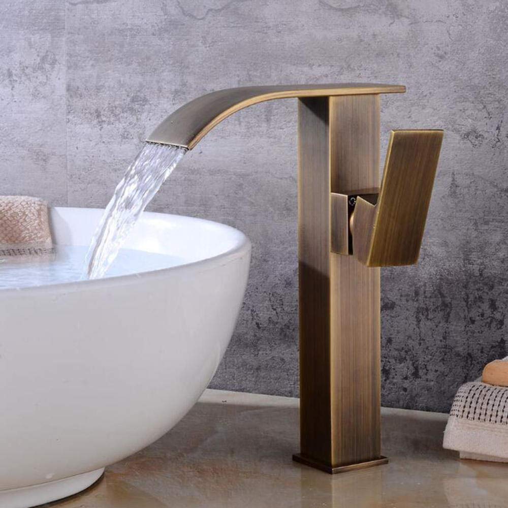 Robinet mitigeur de lavabo haut cascade en laiton pour vasque