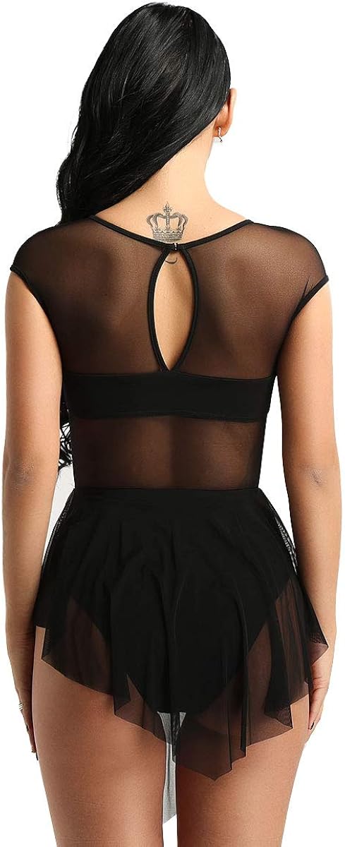 YOOJIA Adult Women's Lyrical Ballet Dance Dress Modern Dancewear Asymmetric Mesh Cutout Tank Dresses : Clothing, Shoes & Jewelry
