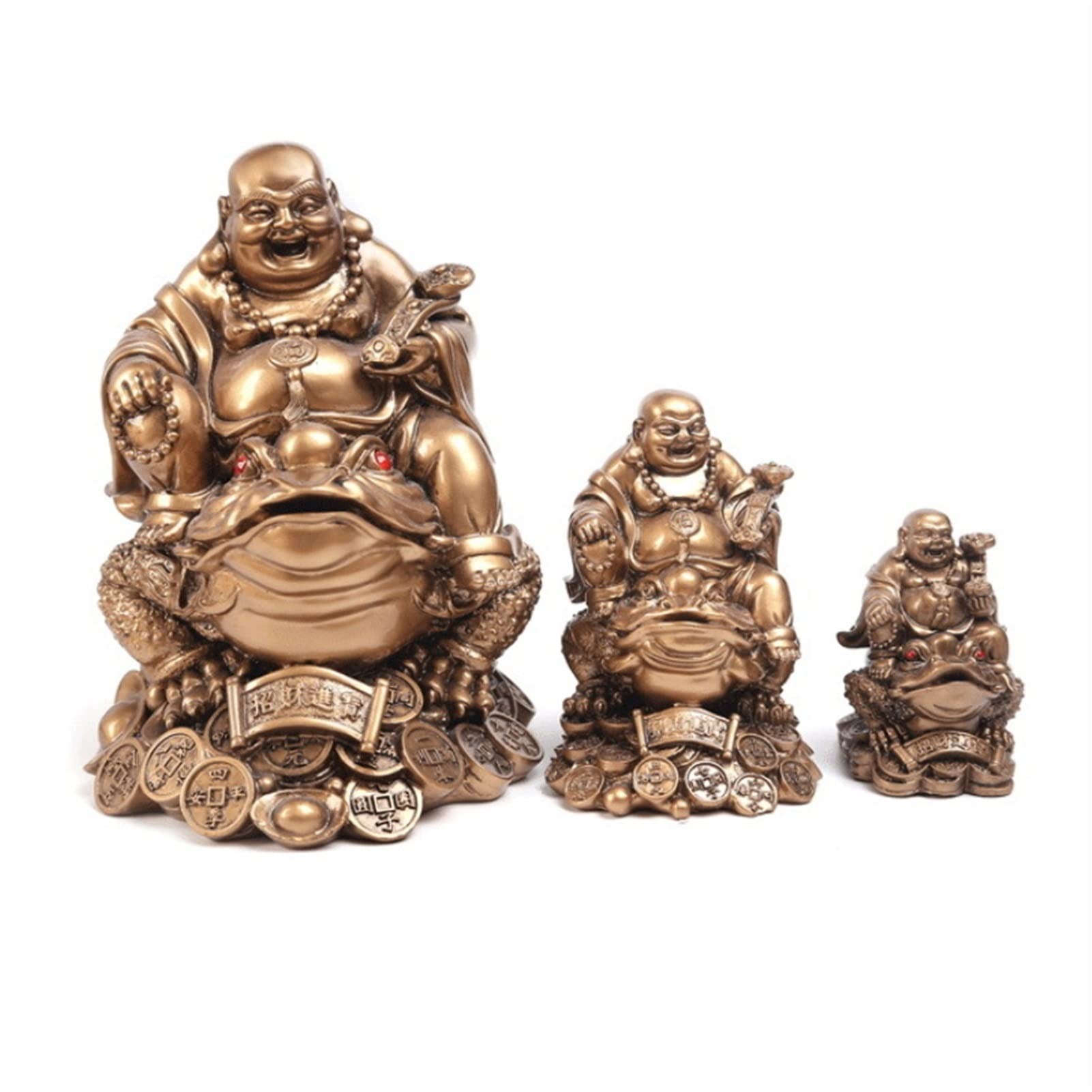 Scultura da Tavolo Tartaruga Cinese Fatta a Mano e Statua Scultura in Resina Statua di Arte Moderna Feng Shui Rospo Che Ride Figurina da Tavolo (Oro)