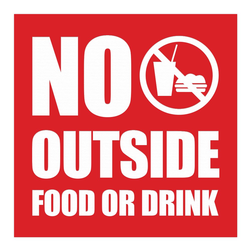 Amazon.com: All Quality Square No Outside Food or Drink Wall/Door Sign ...