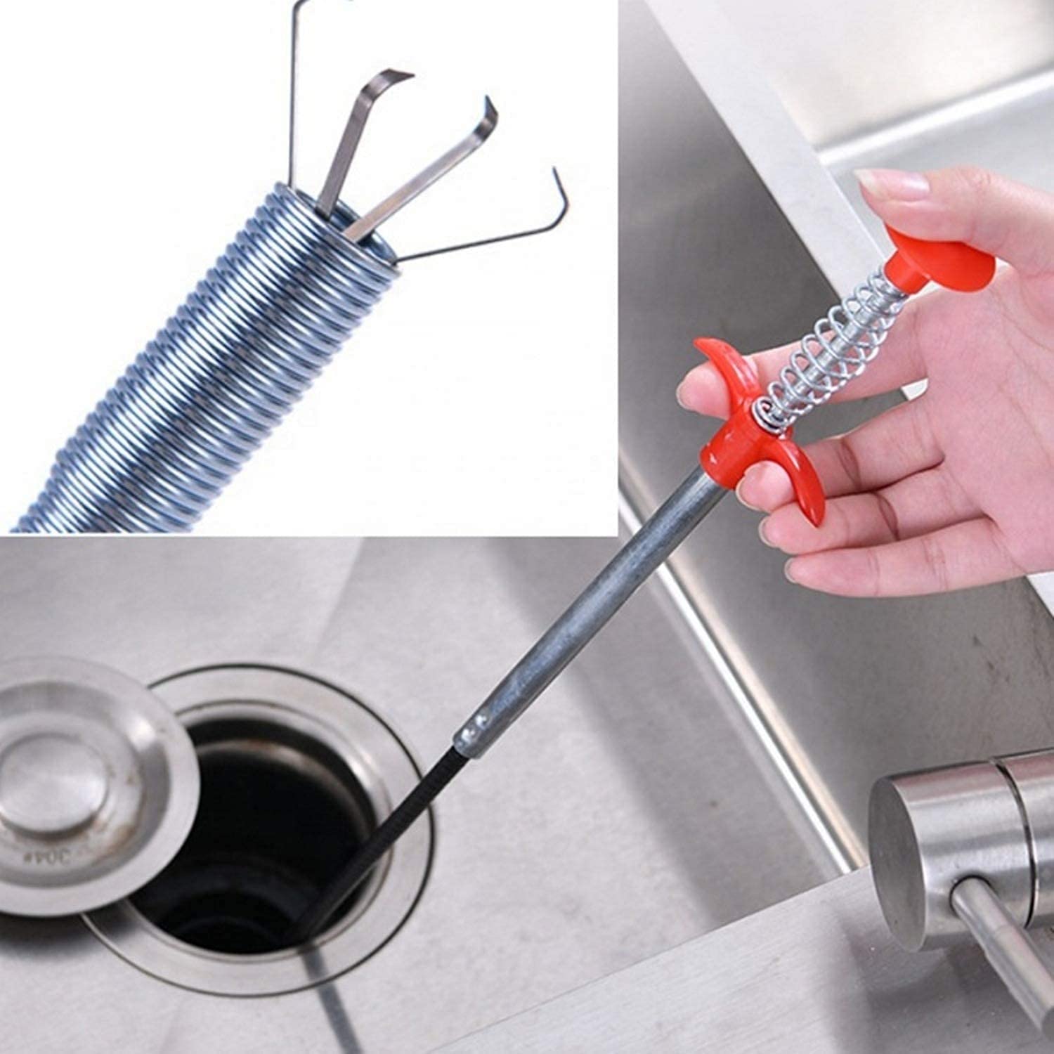 NOBILEA Drain Cleaner Stainless Steel Wire for Kitchen Sink, Bathroom & Floor Drains | Unblocked Kitchen Bath Basin Hairs Remover cleaning Tool | (160 Cm) 2