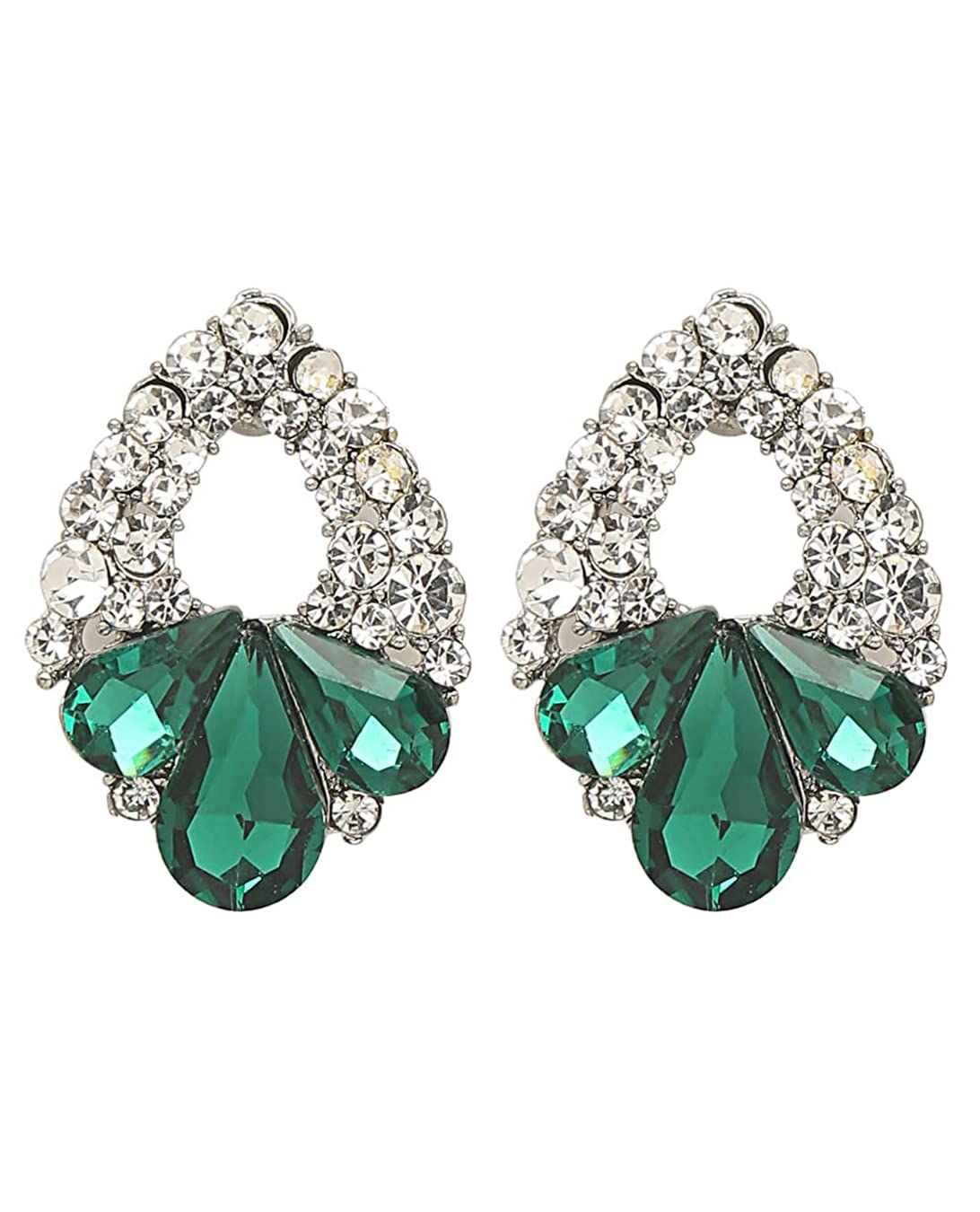 YouBella Jewellery Silver Plated Blue Stud Earrings for Girls and Women (Green) (B0B136G1FM) Amazon Price History, Amazon Price Tracker