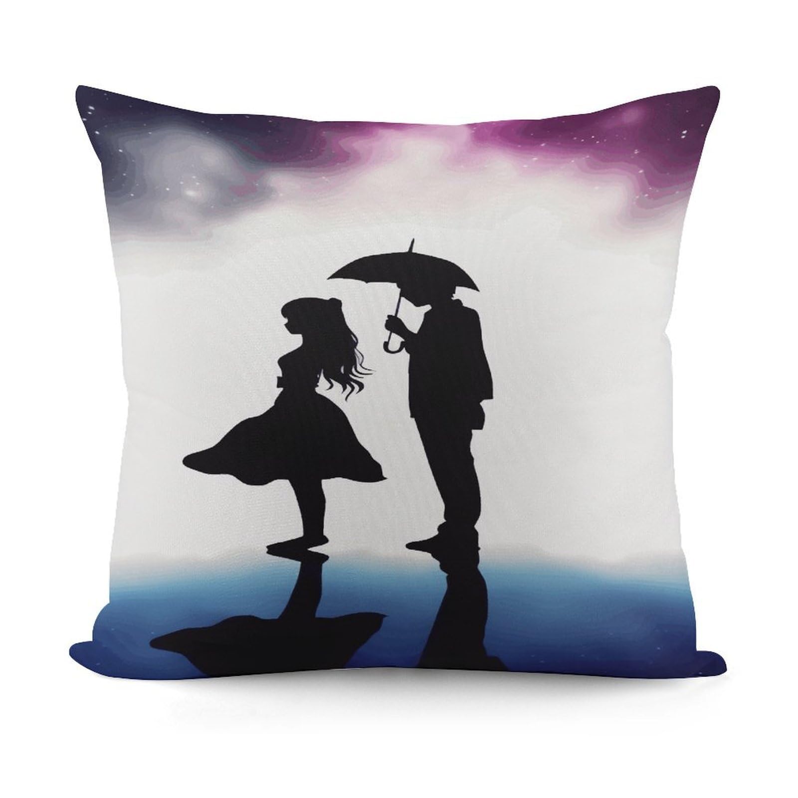 VstaDank Anime Lovers Silhouette Throw Pillow Covers 18x18 Inch Soft Couch Home Decor Cushion Cover Comfortable Plush Square Cushion Case Farmhouse Decorative Pillowcase for Living Couch