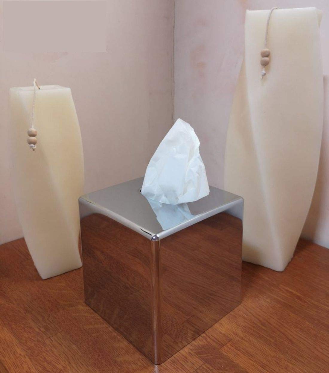 G.V.R. Scatola e Dispenser Porta fazzoletti, Made in Italy, Realizzato in ABS riciclabile e Disponibile in Vari Colori, 132mm x 132mm x 132mm, Ideale per Bagno, Salotto, Hotel e casa. (Cubo Cromato)