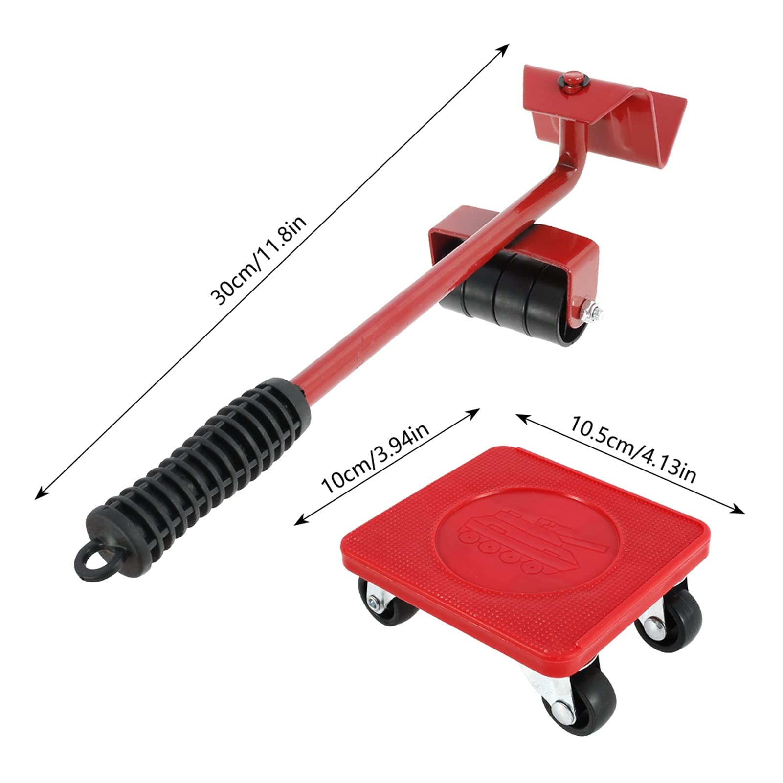 Podnośnik przyczepy, Meble Mover Zestaw Podnośnik Transportowy 360Degree Rotation z uniwersalnymi koła Heavy Physs Moving Wheel Roller Bar Narzędzia ręczne,Odporny na korozję(Yellow cherry)