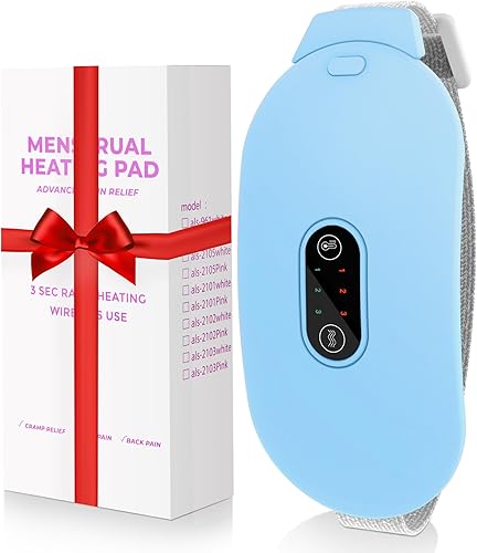 Almohadillas térmicas portátiles para calambres, masajeador de calambres menstruales con 6 niveles de calor y 6 modos de masaje, kit de período,
