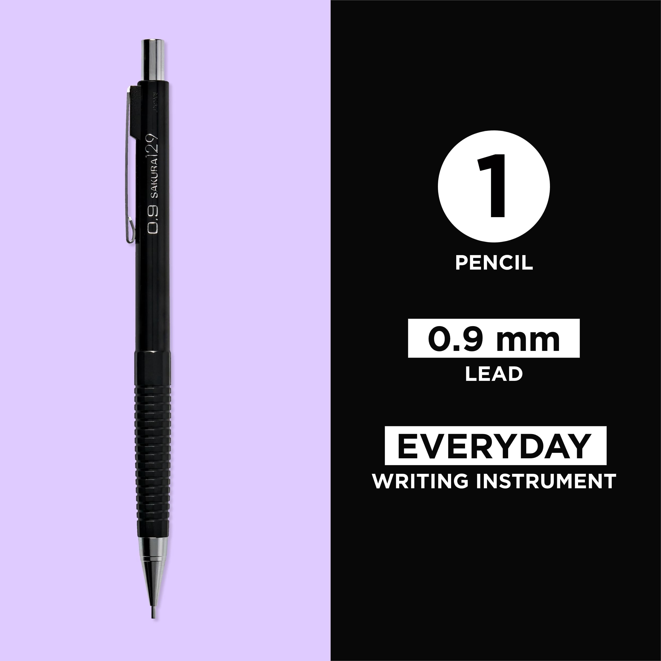 Sakura 5 Tasche Refill Radiergummi mit Mechanische Feste Ärmel Bleistift Set 0,9 mm Bleistift schwarz