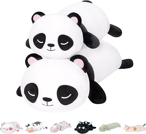 Mewaii Almohada corporal de felpa de panda  Almohada blanda de animal de peluche de panda de 25 pulgadas, bonita almohada de peluche para niños,