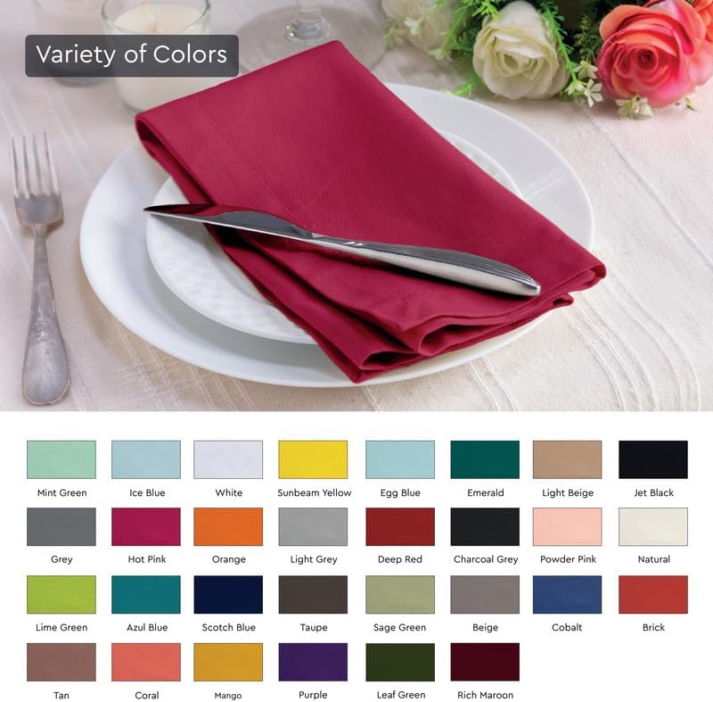 Miniatura 4 de Encasa - Servilletas de tela de algodón  Juego de 12  Tamaño 17 x 17 pulgadas  Color sólido rosa intenso  Lavable a máquina